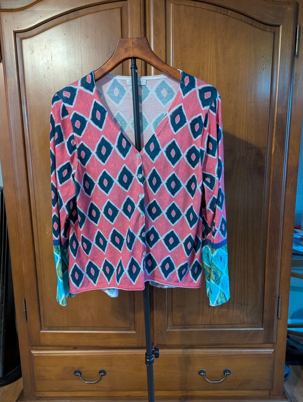 Habitat Clothes To Live In 100% Cotton Geometric Diamond Button-Up Top L